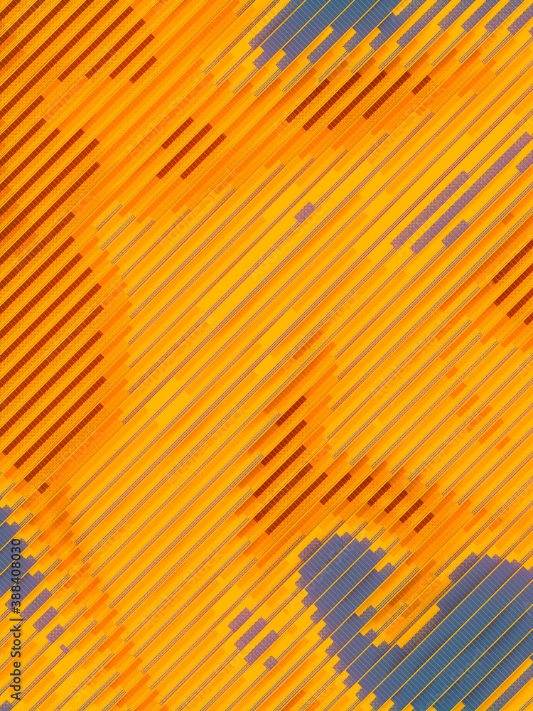 Poster Trendy pattern of colored stripes along the diagonal lines. Dynamic digital illustration. Artistic design. 3d rendering