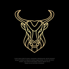 Animal luxury logo, bison, bull, buffalo  head, line art, simple and modern icons, editable design templates