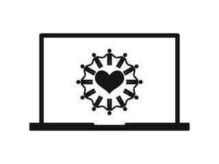 people in laptop communication friendship globe