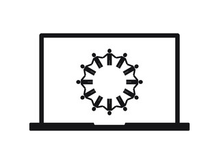 people in laptop communication friendship globe