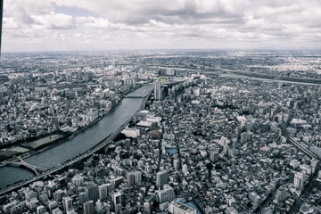 city aerial view during cloudy day