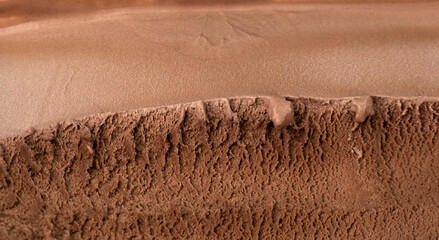 Texture ice cream chocolate, Top view Food concept, Blank for design.