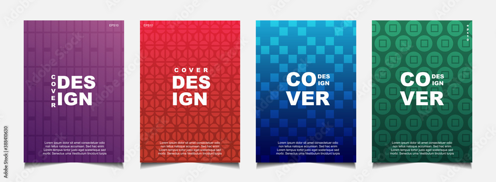 Poster set of trendy gradient cover design abstract background template with dynamic soft colorful and wavy