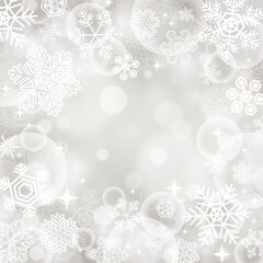 【冬・クリスマス素材】雪とキラキラの背景 シルバー
