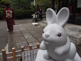 Rabbit statue in a shrine, Okazaki Shrine, Kyoto, Japan