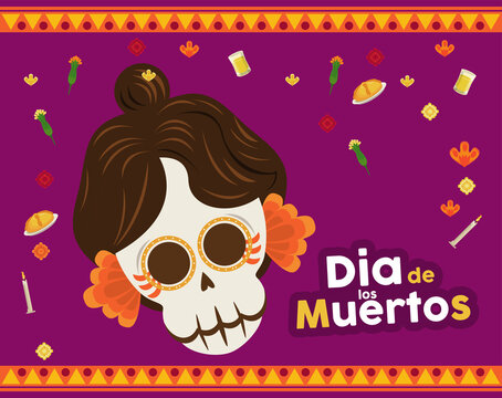 dia de los muertos poster with katrina skull