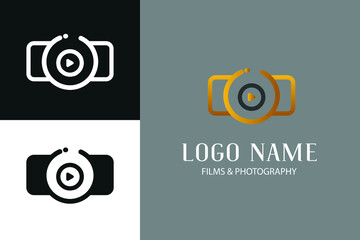 Simple modern Initial O letter with camera and video icon/symbol. Vector Logo film and photography company template