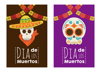 dia de los muertos poster with mariachis skulls