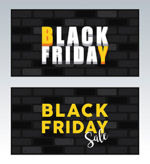 black friday sale banner with letterings in walls