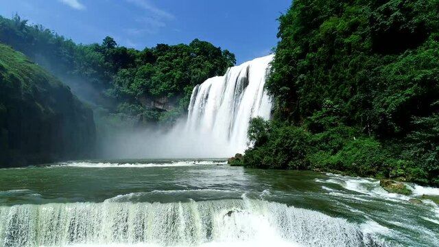 Huangguoshu Waterfall in Guizhou, the largest waterfall in China, zoom out