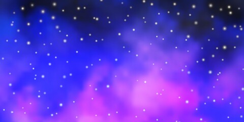 Light Pink, Blue vector layout with bright stars.