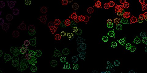 Dark Multicolor vector backdrop with mystery symbols.