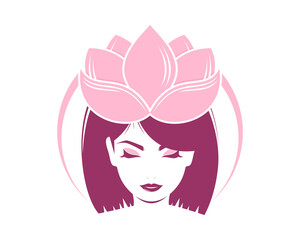 Beauty woman face with lotus crown