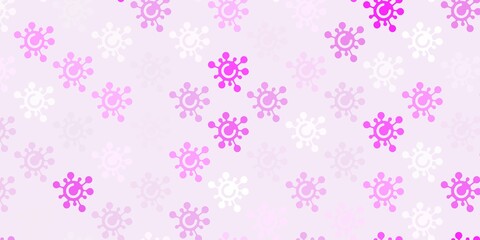 Light Pink vector background with covid-19 symbols.