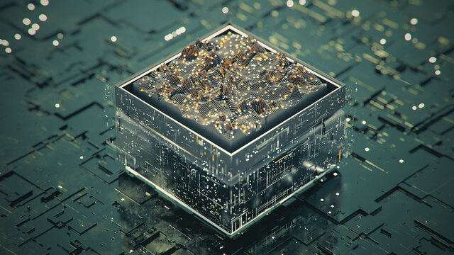 Digital data processing and analysis 3D rendering illustration