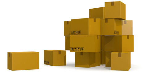 Stack of cardboard boxes isolated