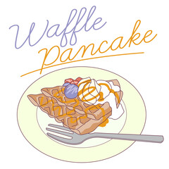 ワッフルパンケーキのイラスト