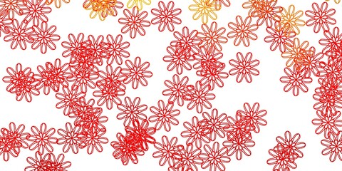 Naklejka na ściany i meble Light Orange vector doodle texture with flowers.