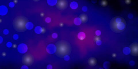 Dark Pink, Blue vector backdrop with circles, stars.