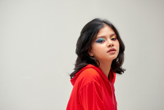 portrait of girl with colored make-up