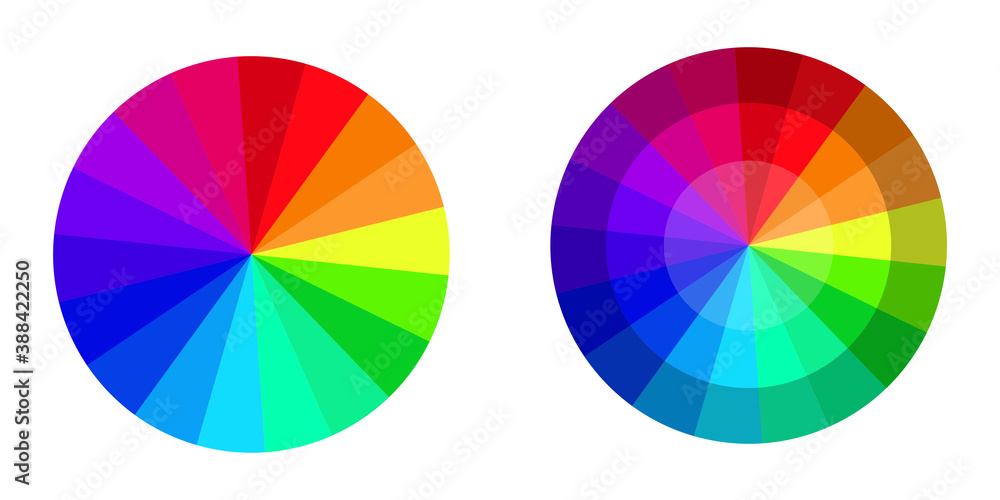 Poster vector palette in the form of a colored circular wheel. chromatic rainbow chart. stock image. eps 10