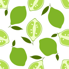 Fresh Lime,slices. Seamless Vector Pattern. 