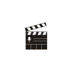 clapperboard with mic podcast icon