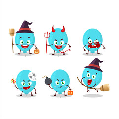 Halloween expression emoticons with cartoon character of blue balloon