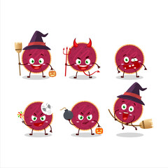 Halloween expression emoticons with cartoon character of cranberry pie