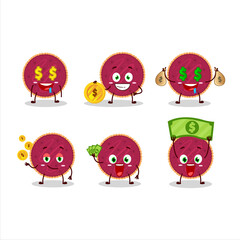 Cranberry pie cartoon character with cute emoticon bring money