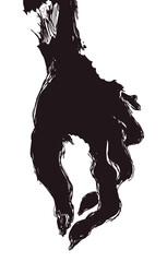 Zombie Hand Silhouette Holding from Above in Hand Drawn Style, Vector Illustration