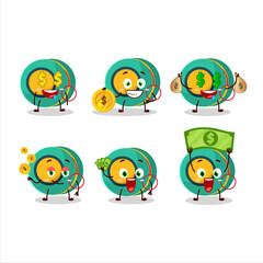 Kids yoyo cartoon character with cute emoticon bring money