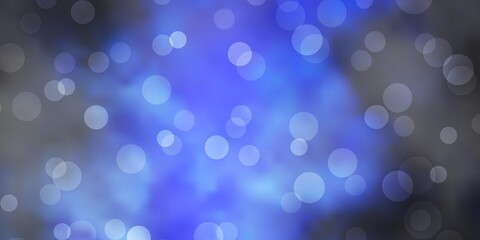 Dark BLUE vector background with circles.