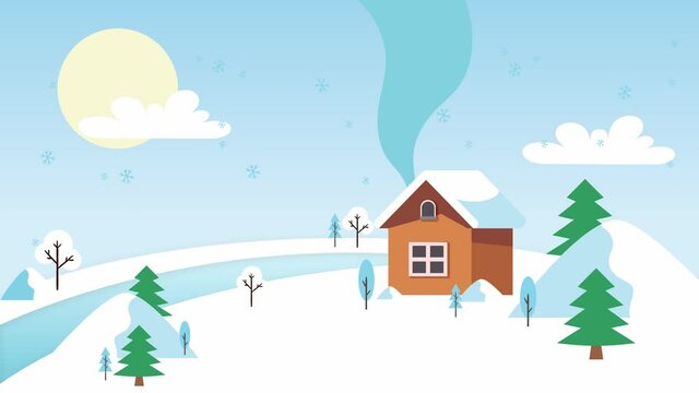 animated cartoon videos. animated video depicting the atmosphere of life when winter arrives, with ice hills everywhere.