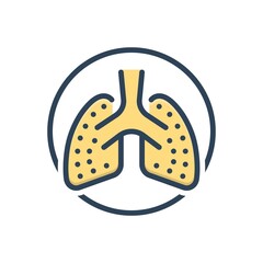 Color illustration icon for lung