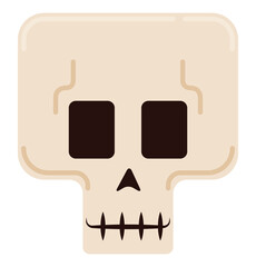 Smiling Skull with Round Borders in Flat Style, Vector Illustration