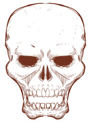 Scary Skull Design in Hand Drawn Style, Vector Illustration