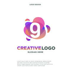 Letter G logo with colorful splash background, letter combination logo design for creative industry, web, business and company.