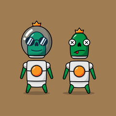 Green alive alien and die alien vector