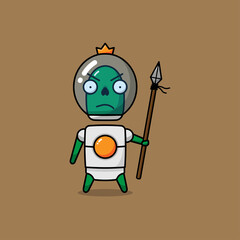 Green angry alien with his spear