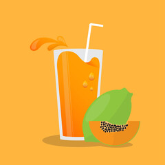 Vector of papaya with splash effect