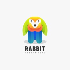 Vector Logo Illustration Rabbit Gradient Colorful Style.