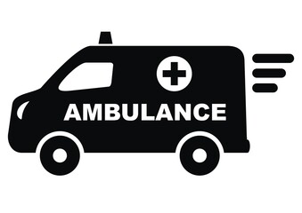 Ambulance, black car, vector icon