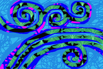 Indonesian batik motifs with very distinctive plant patterns