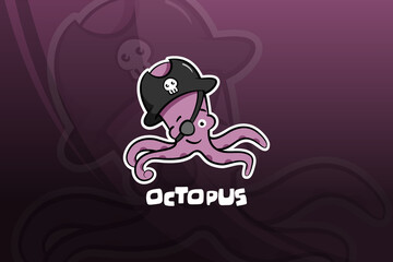 Octopus esport mascot design. Pirates