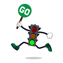 green traffic light character vector