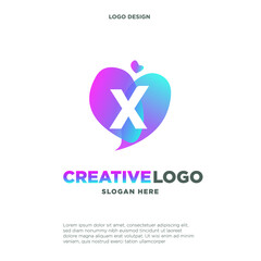 Fototapeta na wymiar Letter X logo with colorful splash background, letter combination logo design for creative industry, web, business and company.