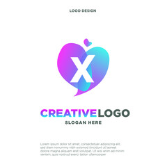 Letter X logo with colorful splash background, letter combination logo design for creative industry, web, business and company.