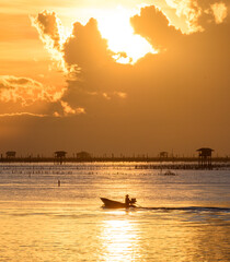 
Beautiful Ocean Sunrise Seascape , Bangtaboon - Phetchaburi , Thailand.

