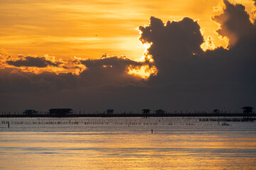 
Beautiful Ocean Sunrise Seascape , Bangtaboon - Phetchaburi , Thailand.
